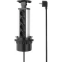 SYGONIX SY-4737792 Desktop-Steckdosenleiste mit 8 Schuko-Steckdosen und 2 USB-Anschlüssen, Schwarz/Silber