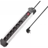 SYGONIX SY-4755612 Überspannungsschutz-Steckdosenleiste, 6 Schuko-Steckdosen, Überstromschutz, Silber/Schwarz, 1,5 m Kabel