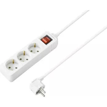 Sygonix SY-7042484 3-fach Steckdosenleiste mit beleuchtetem Schalter, Weiß, 1,5m Kabel, Schuko, 16A, 3680W