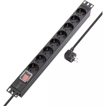 Sygonix SY-5799002 19 Zoll 8-fach Schuko Rackmontage-Steckdosenleiste, 1U, Schwarz