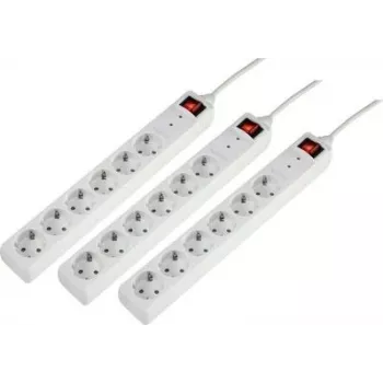 Sygonix 3xSY-5044446 Überspannungsschutz-Steckdosenleiste, 6-fach, Weiß, 1,5m Kabel, 3er-Pack