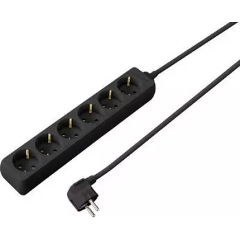 SYGONIX SY-4890992 Steckdosenleiste, 6 Schuko-Steckdosen, ohne Schalter, Schwarz, 1,5 m Kabel