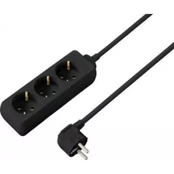 SYGONIX SY-4892462 Steckdosenleiste ohne Schalter, 6 Schuko-Steckdosen, 1,5 m Kabel, Schwarz