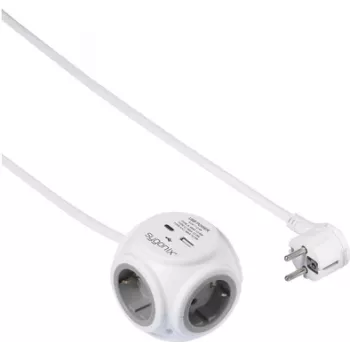 Sygonix SY-5827192 3-fach Steckdosenwürfel mit 1,4 m Kabel, Weiß/Grau, 16 A, 3680 W