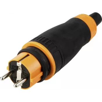 Sygonix SY-6618478 Schuko Schutzkontaktstecker TPE PC 250 V/AC Schwarz Orange IP44