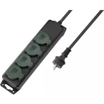 SYGONIX SY-5145340 Steckdosenleiste ohne Schalter, 3 Schuko-Steckdosen, 1,5 m Kabel, Schwarz/Grün