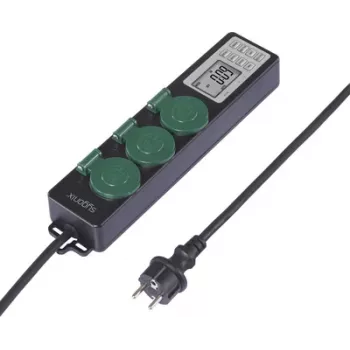 Sygonix SY-6786454 Gartensteckdose mit mechanischer Zeitschaltuhr, 3-fach, IP44 spritzwassergeschützt, 3680 W, Schwarz/Grün