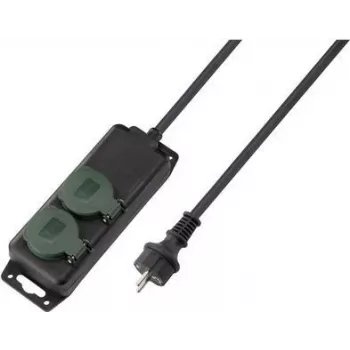 SYGONIX SY-5145338 Steckdosenleiste mit 6 Schuko-Steckdosen, 1,5 m Kabel, Schwarz/Grün
