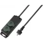 SYGONIX SY-5145338 Steckdosenleiste mit 6 Schuko-Steckdosen, 1,5 m Kabel, Schwarz/Grün