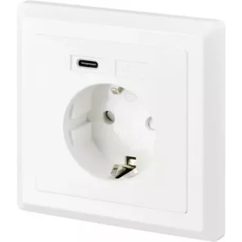SYGONIX SY-5238674 Unterputz-Steckdose mit 2 USB-A-Anschlüssen, Schuko, Weiß