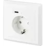 SYGONIX SY-5238674 Unterputz-Steckdose mit 2 USB-A-Anschlüssen, Schuko, Weiß