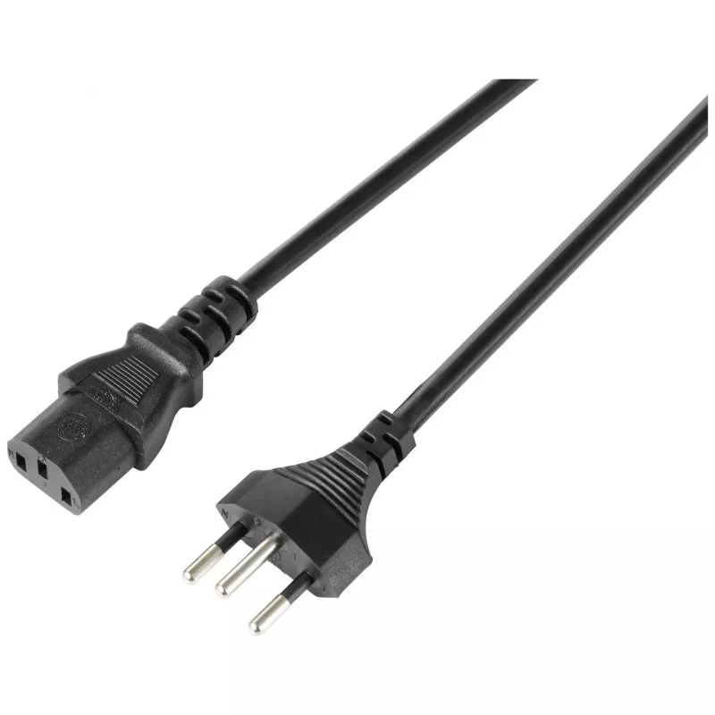 Sygonix SY-5243896 Kaltgeräte-Anschlusskabel CEE 7/7 auf IEC C13 gewinkelt 5 m Schwarz
