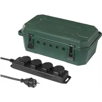 Sygonix SY-5598168 4-fach Steckdosenleiste, Seidenmatt Grün/Schwarz, Erhöhter Berührungsschutz, 16 A, 3680 W, 230 V, Schuko