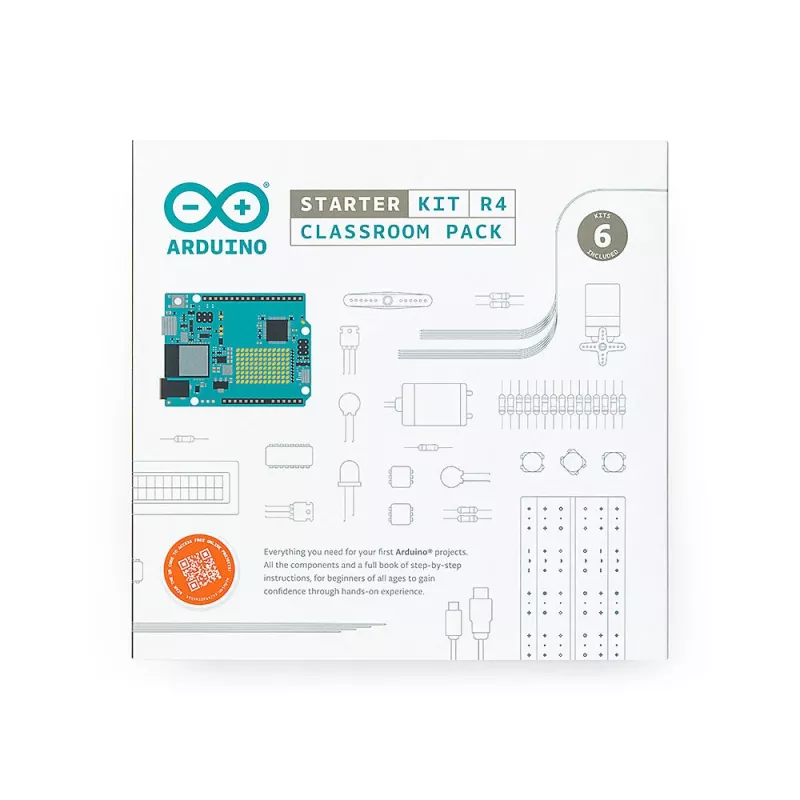 Arduino Starter Kit R4 Classroom Pack, 6 x Arduino Starter Kit R4, für eine Gruppe ab 12 Personen (K000007_R4-6P)