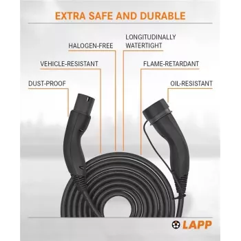 LAPP MOBILITY selbstaufrollendes Typ-2-EV-Ladekabel, 22 kW, 3 m, Schwarz (75749)
