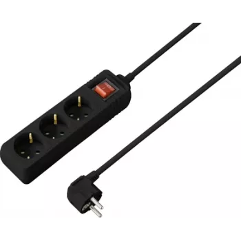 Sygonix SY-7042482 3-fach Steckdosenleiste mit Schalter, Schwarz, 1,5 m