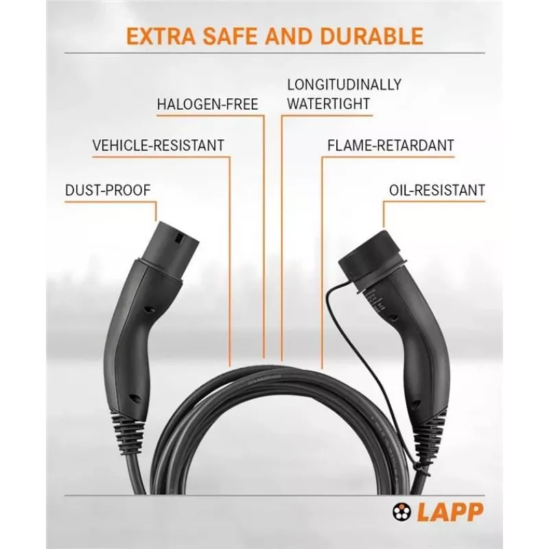 LAPP MOBILITY Typ 2 EV-Ladekabel, 7,4 kW, 5 m, Schwarz (61780)