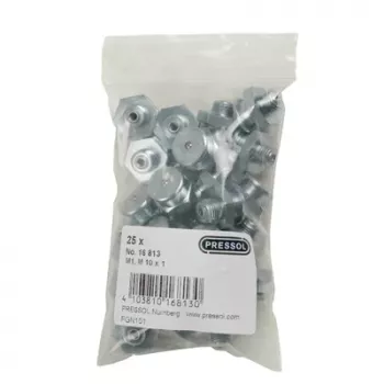 PRESSOL Flachkopf-Schmiernippel M1-KØ 16, M10 x 1, verzinkter Stahl, 25er-Pack (16 813)