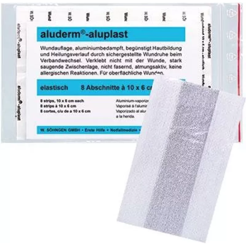 SÖHNGEN aluderm®-aluplast Elastische Wundpflasterrolle, 6 cm x 1 m, Steril, Einzeln Versiegelte Abschnitte