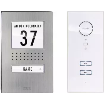 M-E MODERN-ELECTRONICS ADV 111 WW Audio-Türsprechanlage Kabelgebundenes Interkom-Komplettset für Einfamilienhaus, Edelstahl, Weiß (41137)