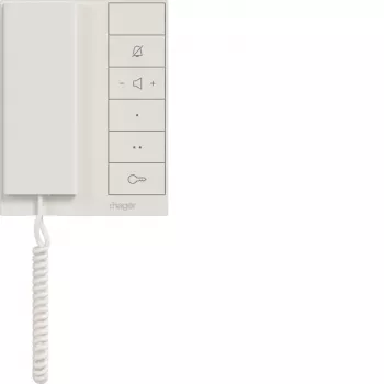Hager RTQ640X Audio-Innenstation mit Hörer für 2-Draht-IP-Bus, Polarweiß