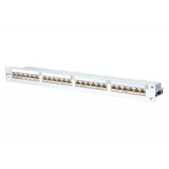 METZ CONNECT 130856-E-90 24-Port Cat.6A geschirmtes Patch Panel, 1U, Weiß