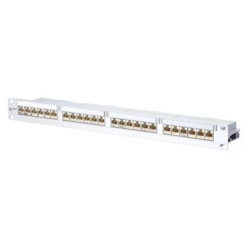 METZ CONNECT 130856-E-90 24-Port Cat.6A geschirmtes Patch Panel, 1U, Weiß