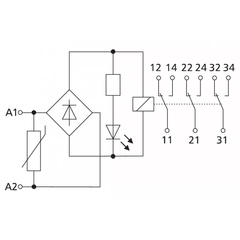 METZ CONNECT KRA-S12/21-21-21 Koppelrelais, 24 V AC Spule, 3 Wechslerkontakte, Weiß 11060913