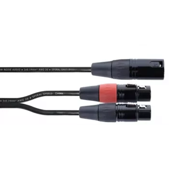 Cordial EY 0,3 MFF XLR Y-Adapter Kabel - 1x XLR Stecker auf 2x XLR Buchse, 0,3 m, Schwarz 14881