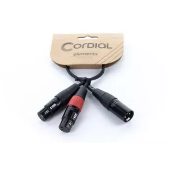 Cordial EY 0,3 MFF XLR Y-Adapter Kabel - 1x XLR Stecker auf 2x XLR Buchse, 0,3 m, Schwarz 14881