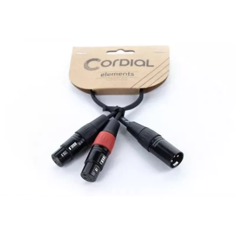 Cordial EY 0,3 MFF XLR Y-Adapter Kabel - 1x XLR Stecker auf 2x XLR Buchse, 0,3 m, Schwarz 14881