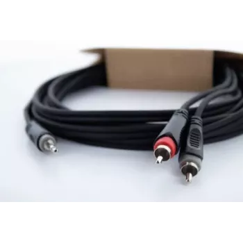 Cordial 14854 3,5mm Klinke auf 2x RCA Audio Y-Adapter Kabel 1m Schwarz
