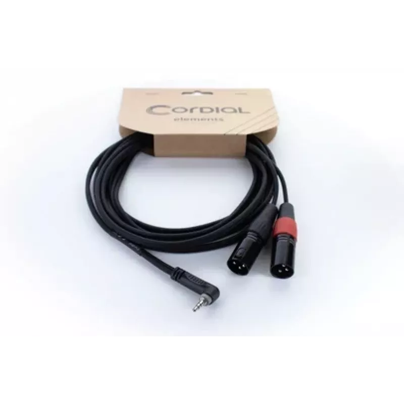 Cordial EY 1.5 WRMM XLR Y-Adapter Kabel 3,5mm TRS auf 2x XLR Stecker 1,5m Schwarz 14874