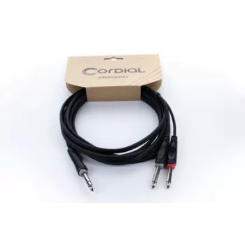 Cordial 14878 Audio-Y-Adapterkabel 6,3 mm Stereo-Klinke auf 2x 6,3 mm Mono-Klinke 3 m Schwarz