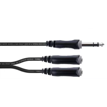Cordial 14882 6,3mm Stereo-Klinken-Y-Adapterkabel, 1x Stecker auf 2x Buchse, 0,3m, Schwarz PVC