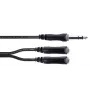 Cordial 14882 6,3mm Stereo-Klinken-Y-Adapterkabel, 1x Stecker auf 2x Buchse, 0,3m, Schwarz PVC