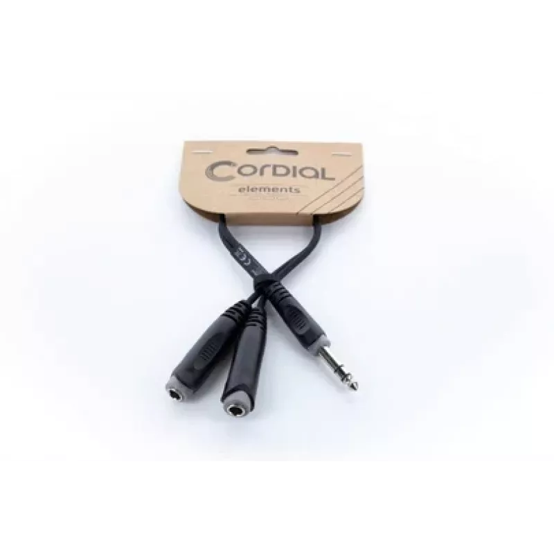 Cordial 14882 6,3mm Stereo-Klinken-Y-Adapterkabel, 1x Stecker auf 2x Buchse, 0,3m, Schwarz PVC