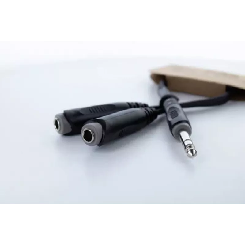 Cordial 14882 6,3mm Stereo-Klinken-Y-Adapterkabel, 1x Stecker auf 2x Buchse, 0,3m, Schwarz PVC