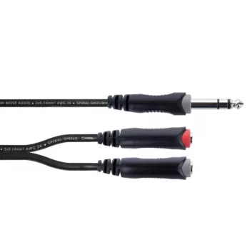 Cordial 14890 Audio Y-Adapter Kabel 6,3mm Stereo Klinkenstecker auf 2x 6,3mm Mono Klinkenbuchse 0,30m Schwarz PVC Twin Kabel