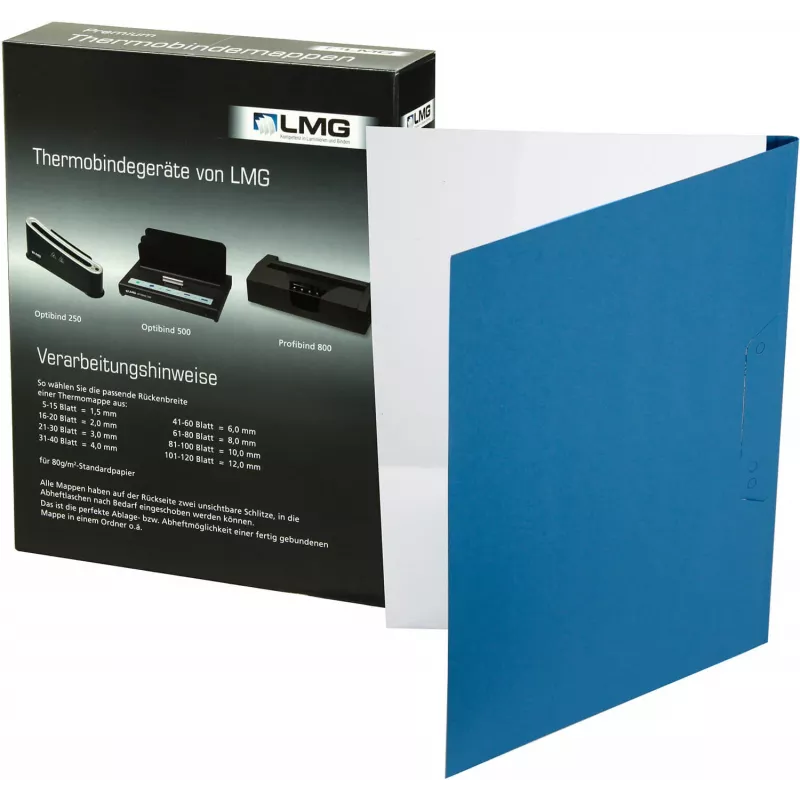 LMG Thermobindemappe A4 3 mm Blau Leinen 50 Stk BMDLEM-BL-R3