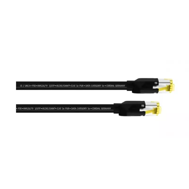 Cordial 15537 CAT 5e S/UTP Patchkabel, RJ45, 3 m, schwarzer PUR-Mantel