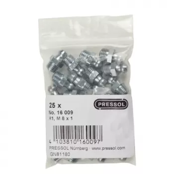 Pressol Kegelschmiernippel H1 gerade, M 8 x 1, verzinkt, 25 Stück (16 009)