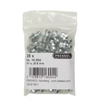 Pressol Kegelschmiernippel H1 gerade M8 x 1, Ø 8 mm, verzinkter Stahl, 25 Stück (16 004)
