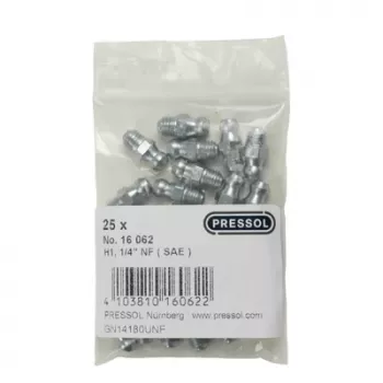 Pressol Kegelschmiernippel H1 gerade, 1/4 Zoll UNF, 25 Stück (16 062)