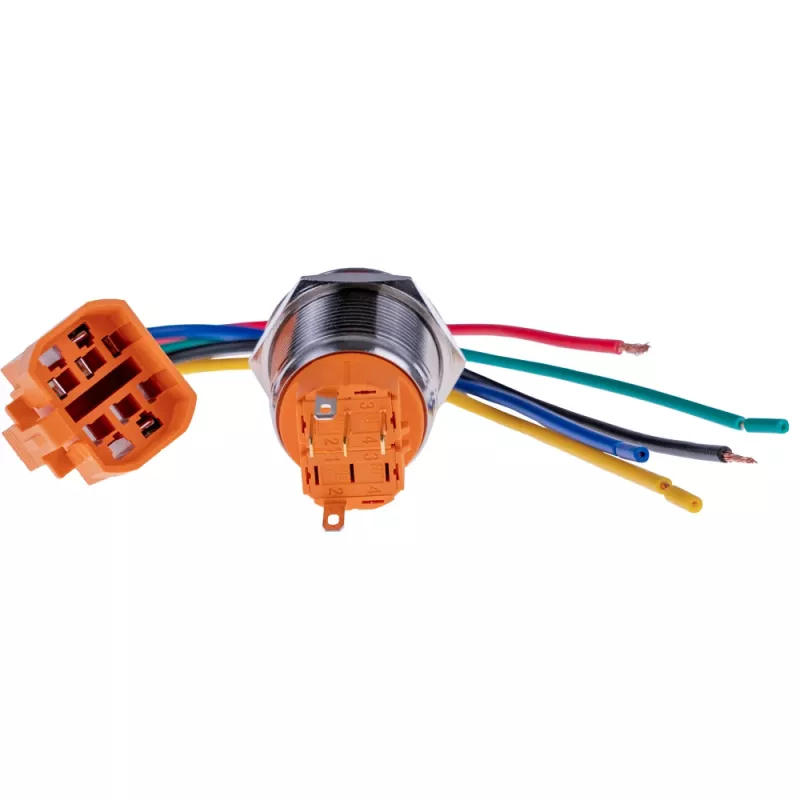 JOY-IT BUTTON22A-L-RD Rastender Drucktastenschalter, 250 V AC, 3 A, SPST-NO, Rot, IP67, IK10