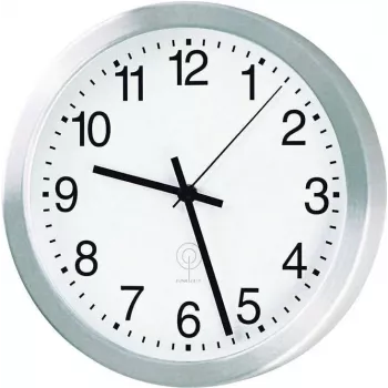 PEWETA Funkwanduhr aus Aluminium, 40 cm Durchmesser, Silber (51.017.415)