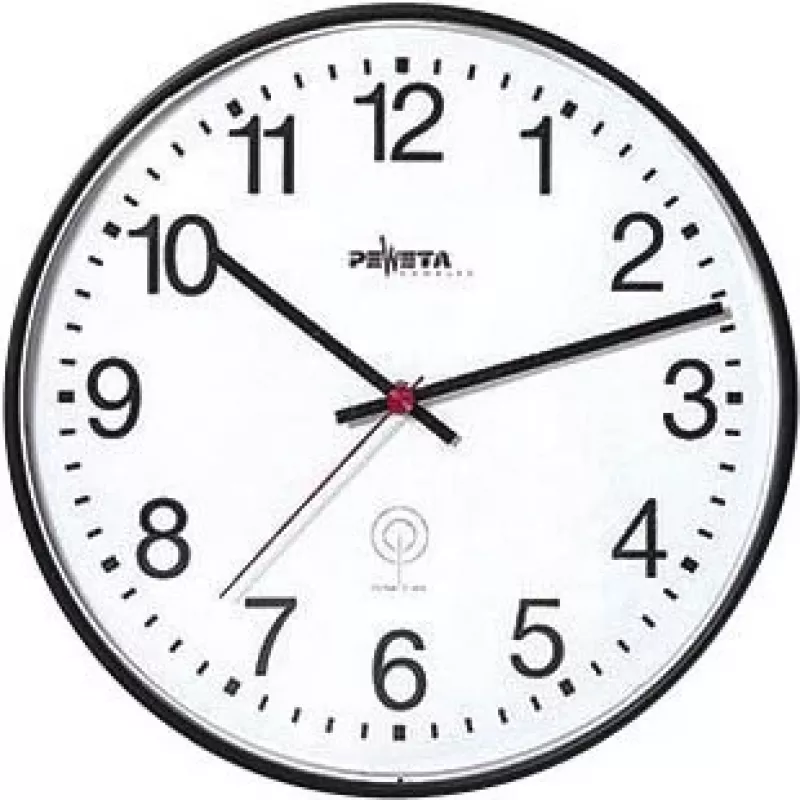 PEWETA Funk-Wanduhr 30cm Schwarz Kunststoff Schleichendes Uhrwerk 51.130.312