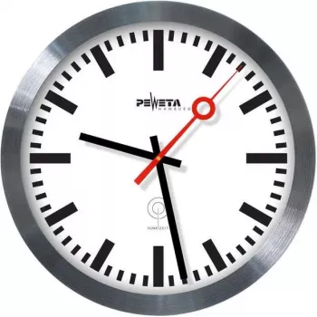 PEWETA Funkwanduhr Bahnhofsuhr, 30 cm, Aluminium 51.020.325