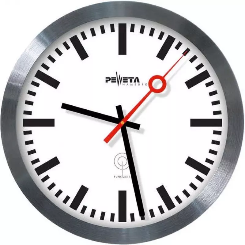 PEWETA Funkwanduhr Bahnhofsuhr, 30 cm, Aluminium 51.020.325