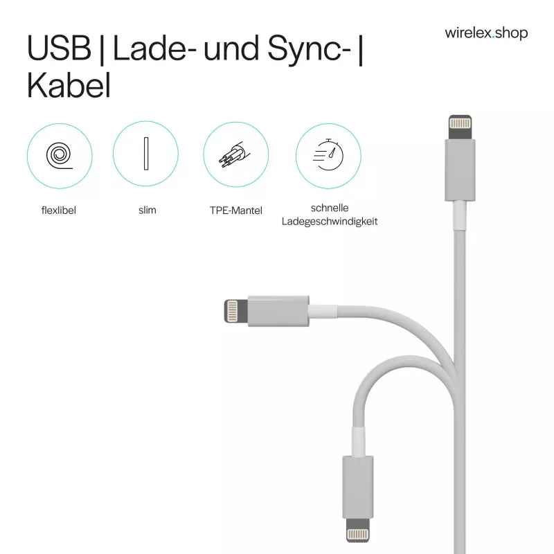 Flexline USB-C auf Lightning PD Ladekabel 2m Weiß FL31-13053